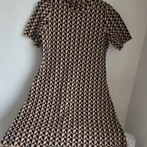 Anthropologie Geometric Black and Tan Mini Dress